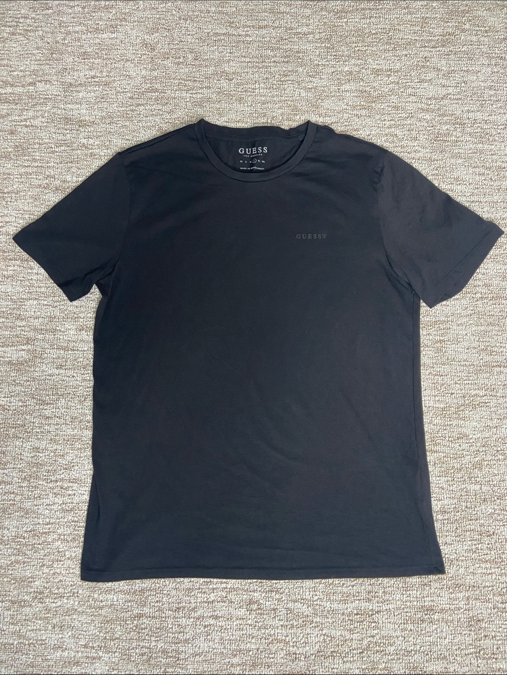 GUESS Men's Black Crewneck Logo Tee